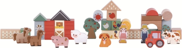 2Kids Toys lesene kocke Življenje na kmetiji, 36 kosov