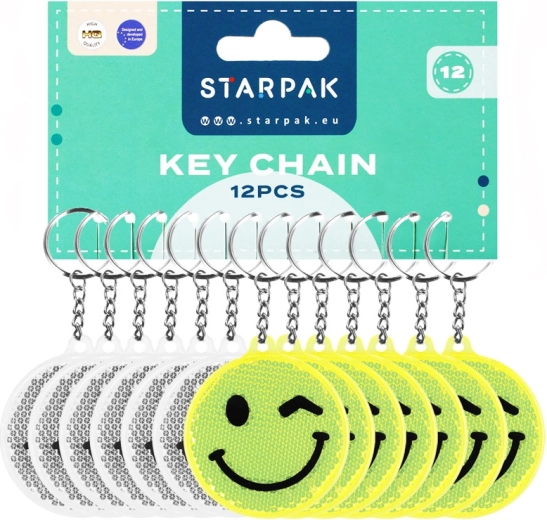 Reflektivni obesek smeško 7 cm – mix 2 različic, pakiranje po 12 kos