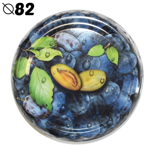 Pokrovčki za vložene kozarce 82 mm z motivom sliv, 6z