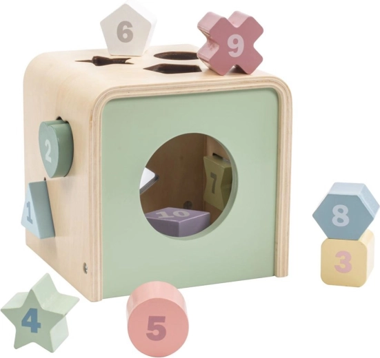 Montessori vstavljiva kocka z oblikami Baby Mix