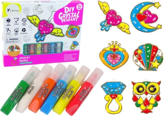 Vitražni obešanki za barvanje – gelne barve, 6 kosov