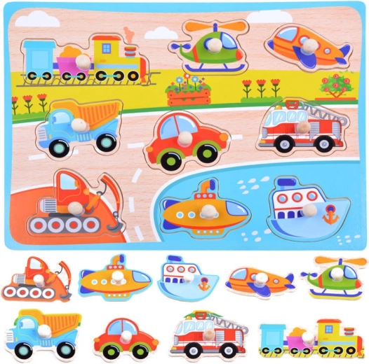 Wooden insert puzzle – means of transport (9 pieces)