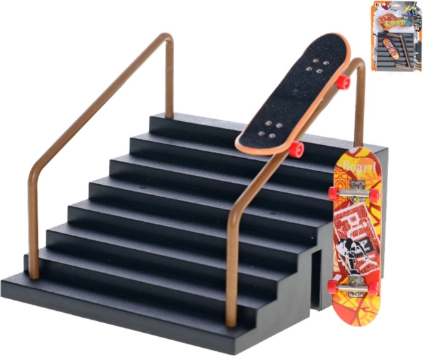 Prstni skateboard (fingerboard) igralni komplet z rampo v obliki stopnic