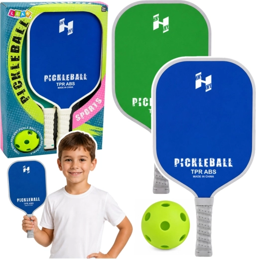 Komplet za pickleball – 2 loparja in perforirana žogica zeleno-modra