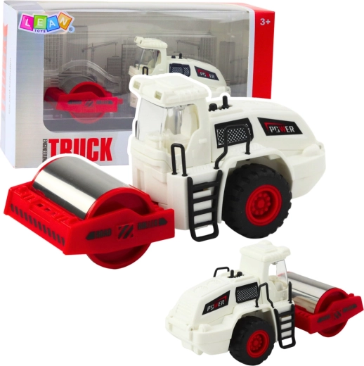 Gradbeni parni valjar s kovinskim valjem, lučmi in zvoki