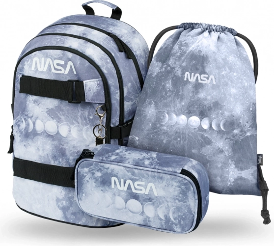 Baagl šolski set NASA Grey – nahrbtnik, peresnica in vrečka