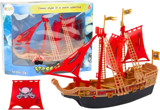 Pirat­ska ladja s svetlobnimi in zvočnimi učinki na kolescih – črna