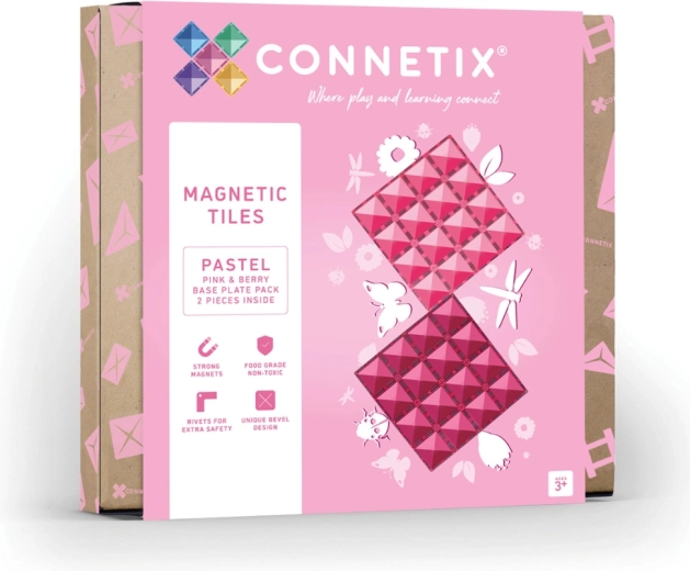 Magnetne gradbene podlage Pastel Pink & Berry, 2 kosa