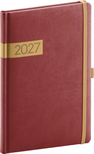 Notique weekly diary Twill 2027 burgundy-gold 15 × 21 cm