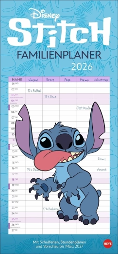 Disney Stitch družinski planer koledar 2026 - 1 kos