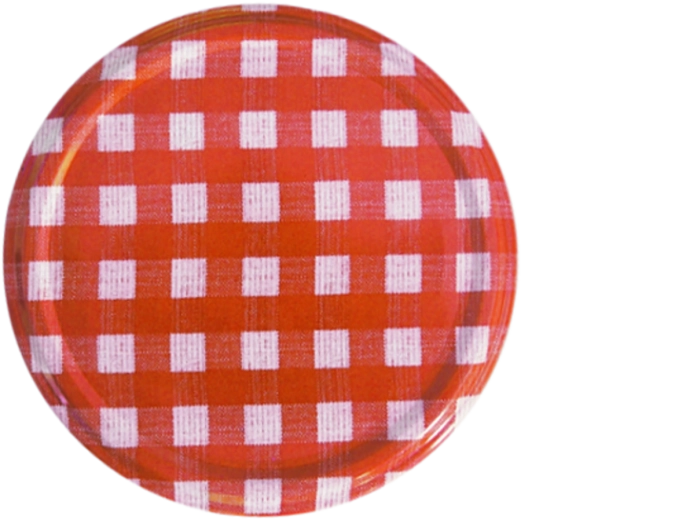 Pokrov za kozarce za vlaganje 66 mm s srčki – rdeče-bela karirasta