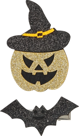 Souza! lasne sponke Willa – halloweenska buča in netopir (2 kos)