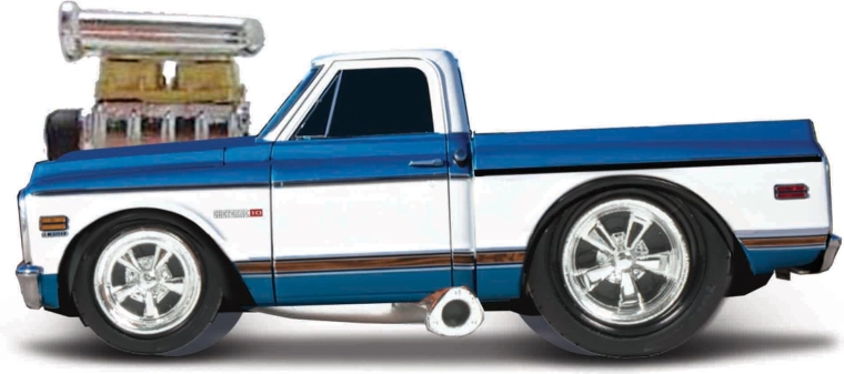 Maisto Muscle Machines Chevrolet C10 Pickup 1972 modro-bel 1:64