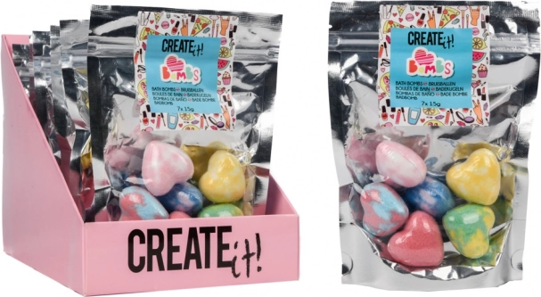 Šumeče srčke za kopel, 7 kosov