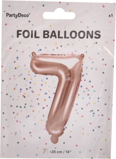 Folijski balon številka 7 biserno rožnat 35 cm