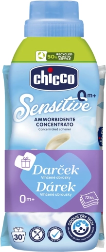 Chicco mehčalec Baby Sensitive Sladki puder 750 ml + vlažilni robčki 72 kosov gratis