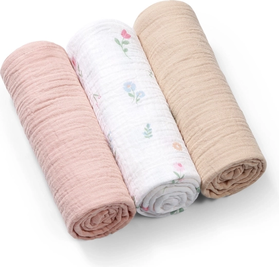 BabyOno muslinske pleničke Super Soft rožnate 70 × 70 cm (3 kos)