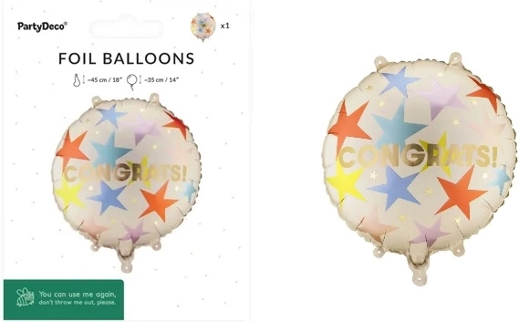 Folijski balon pastila »Congrats« 35 × 35 cm, mešane barve