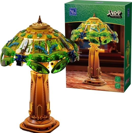 Pantasy retro vitražna namizna svetilka – konstrukcijski set s 1067 kosi