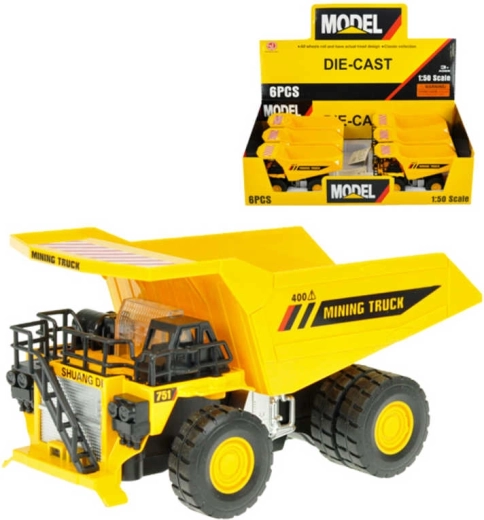 Metal pull-back dump truck model with light and sound 16 cm (1:50) - 1 piece