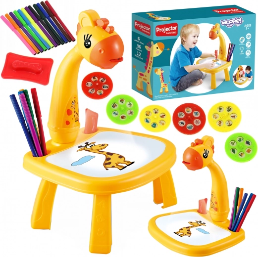Projekcijska risalna mizica Žirafa z flomastri WOOPIE