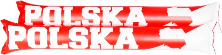 Nafukljive navijaške palice belo‑rdeče – 2 kosa