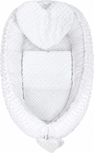 Luxury baby nest New Baby Minky Heart white with pillow and duvet