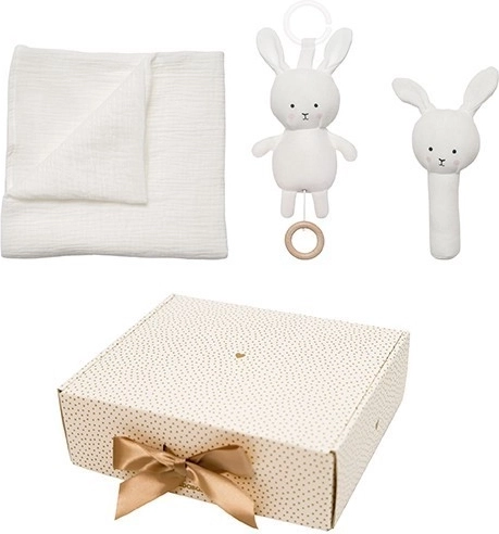 Jabadabado darilni komplet za dojenčka z muslinsko odejico bunny