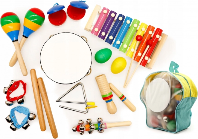 Glasbeni set 10 otroških inštrumentov z nahrbtnikom ECOTOYS