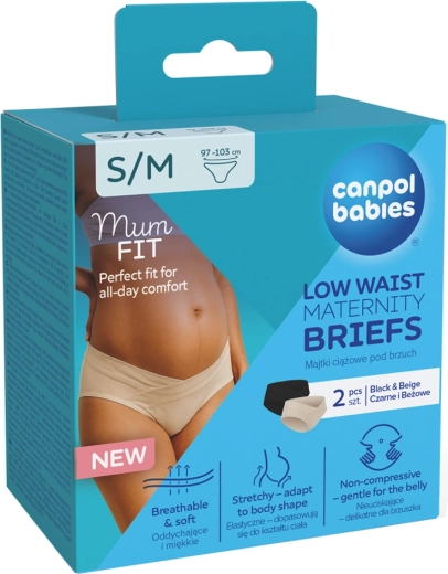 Canpol babies nosečniške hlačke z nizkim pasom MumFIT S/M 2 kosa