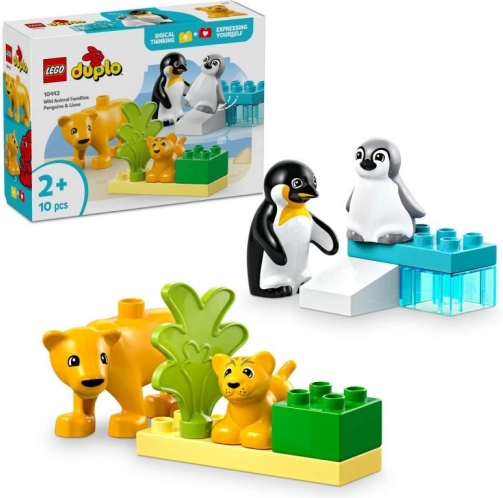 LEGO DUPLO družine divjih živali: pingvini in levi