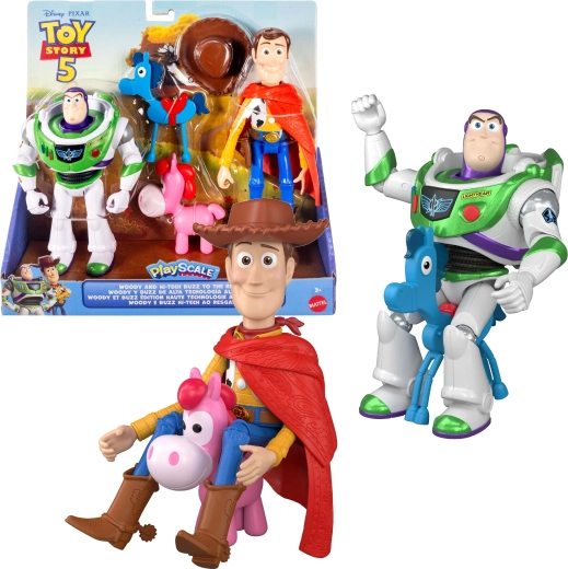 Mattel Disney Pixar Toy Story 5 komplet figur Woodyja in Buzza Lightyearja Hi-Tech + 2 ponija