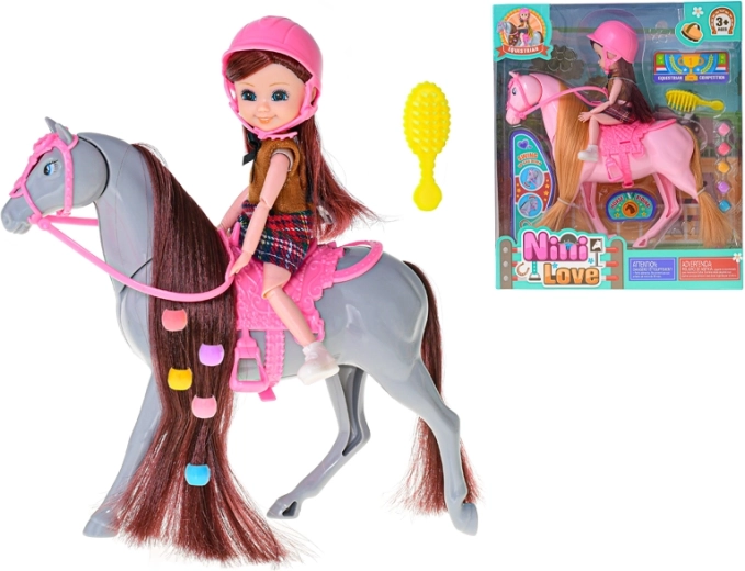 Punčka jezdeka s konjem in dodatki