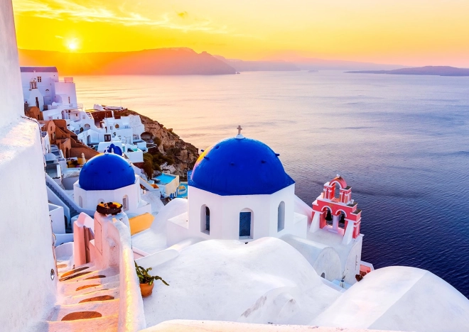 Enjoy Puzzle – sončni vzhod nad Santorinijem, Grčija (1000 koščkov)
