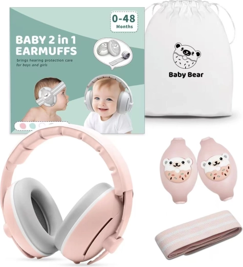 Children’s hearing protection earmuffs 2-in-1 Doggy pink - 1 piece