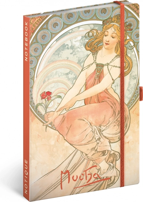 Zvezek NOTIQUE Alfons Mucha – Slikarstvo, črtni 13 × 21 cm