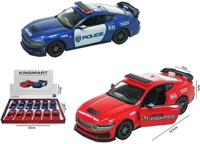 Model avtomobila Ford Mustang 2024 Dark Horse – policijska ali gasilska različica, pull back