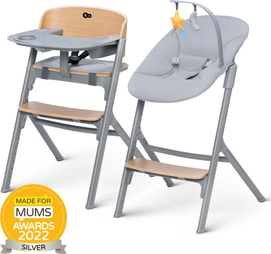 Kinderkraft Select komplet jedilnega stola Livy Oak in ležalnika Calmee Premium