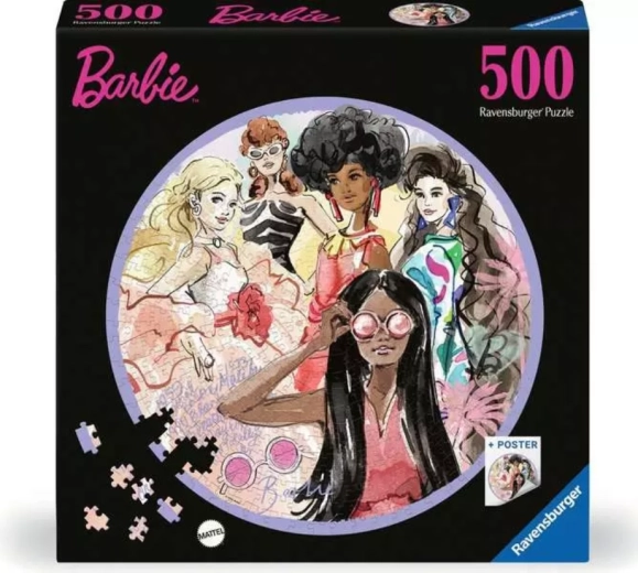Ravensburger okrogle sestavljanke Barbie: modne ikone 500 koščkov
