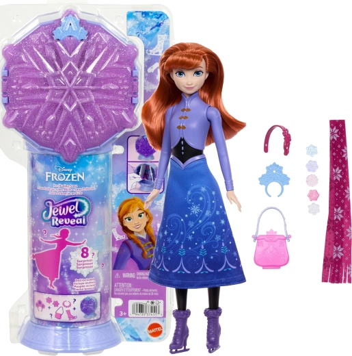 Mattel Disney Frozen Jewel Reveal punčka Anna na drsalkah z dodatki