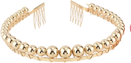 Rožnat naglavni trak z zlatimi perlami SPARKYS