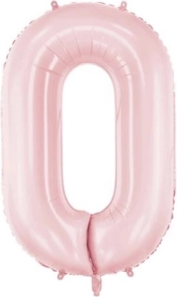 Folijski balon v obliki številke 0, mat svetlo rožnat, 86 cm