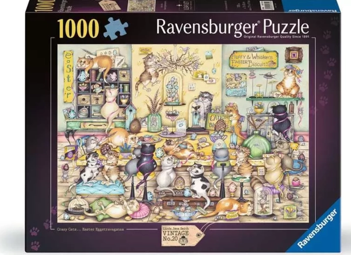 Ravensburger Puzzle Vintage Crazy Cats št. 20: Velikonočna predstava 1000 koščkov