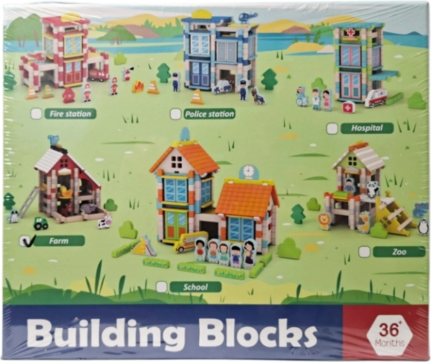 Wooden Farm Building Set