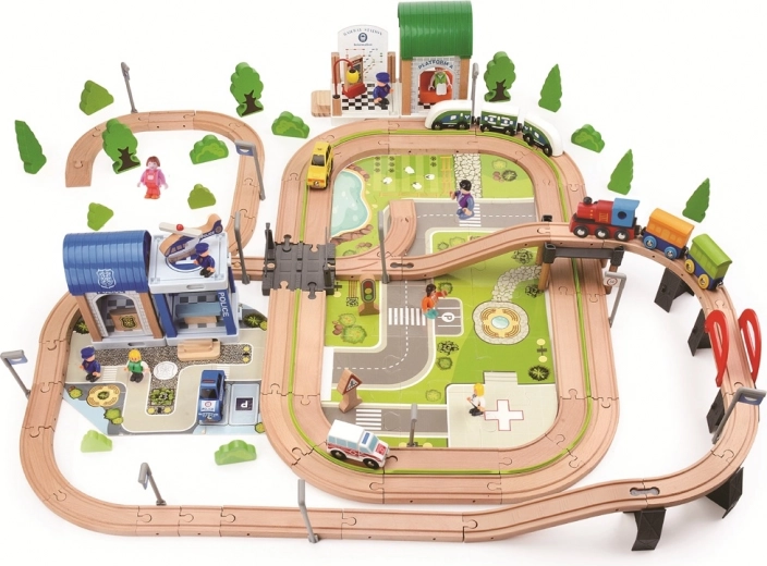 2Kids Toys lesena železniška proga mesto in vas 200 delov