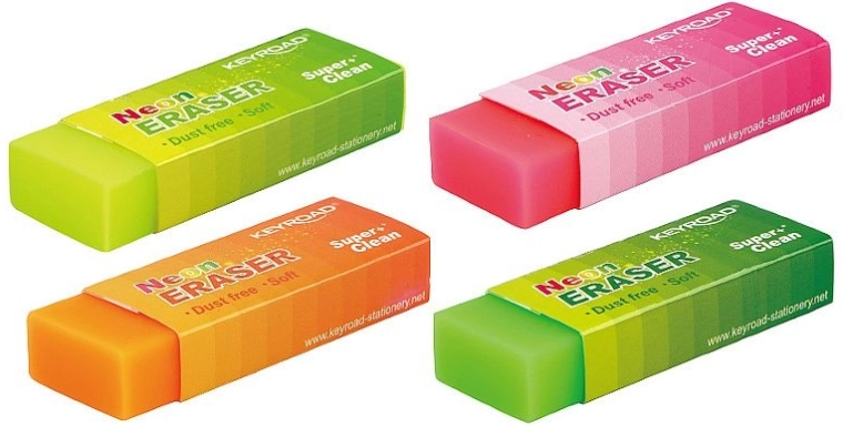 Neonski radirki KEYROAD, mehka brez muckov