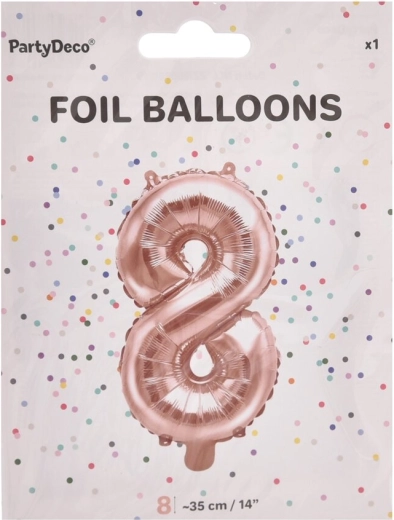 Folijski balon številka 8 biserno rožnat 35 cm