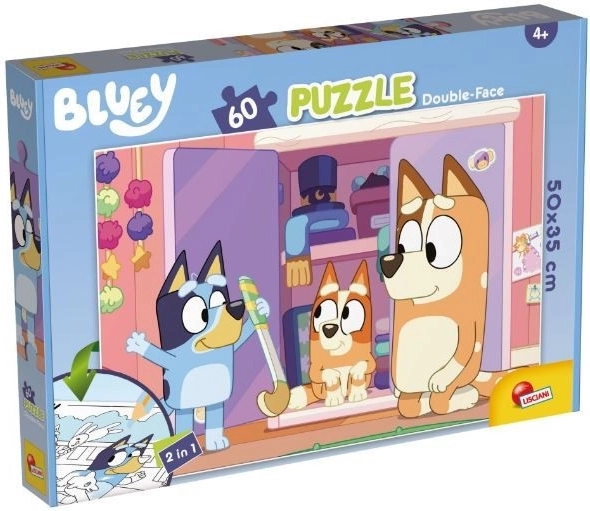 Dvostranski puzzle plus 60 koščkov Bluey