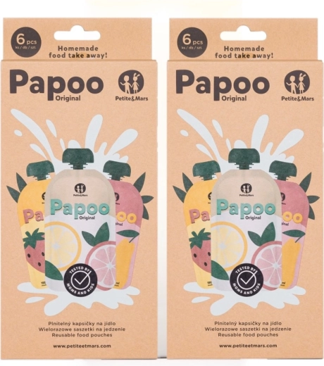 Petite&Mars polnilne vrečke za hrano Papoo Original 1+1 gratis (12 kosov)