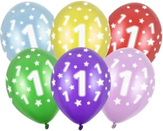 Metallic balloons for 1st birthday 30 cm, set of 50 pcs